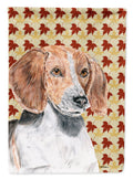 English Foxhound Fall Leaves House Flag 28x40 Porch Sleeve Pole Decorative Outside Yard Banner Artwork Wall Hanging, Polyester
