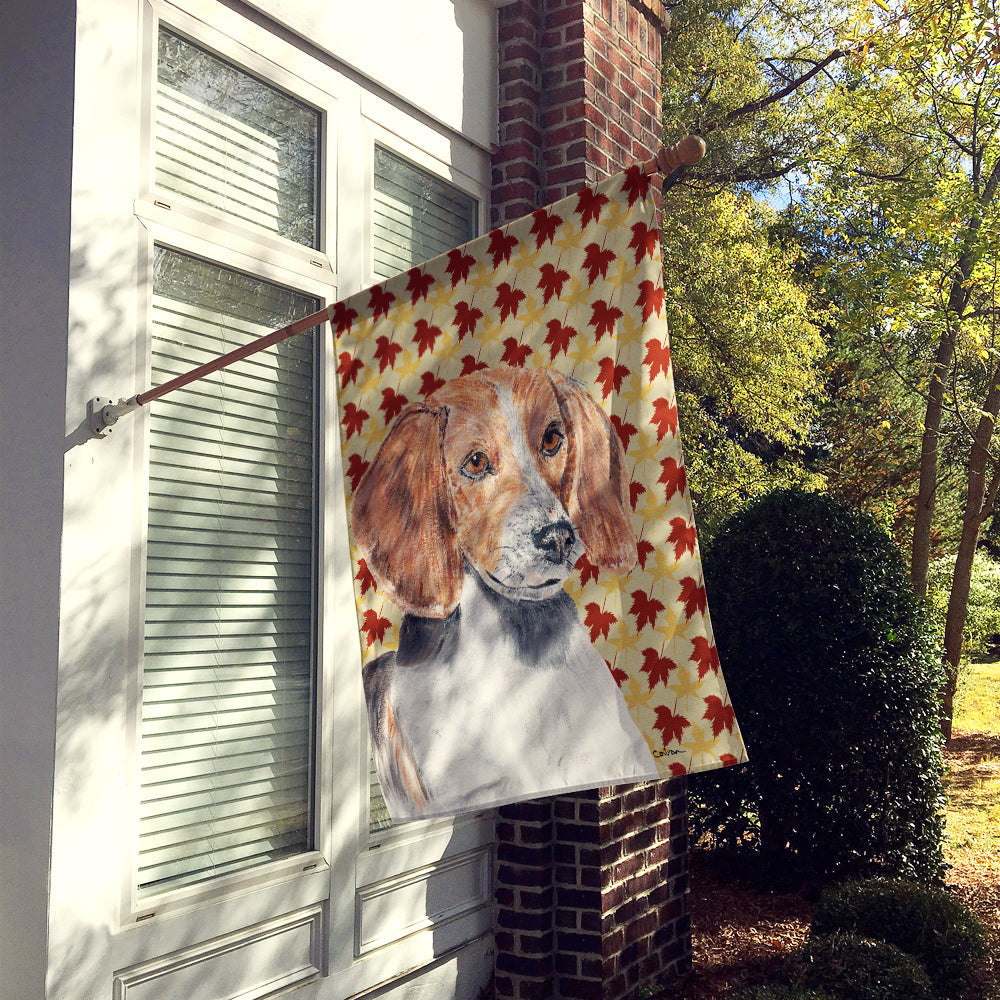 English Foxhound Fall Leaves House Flag 28x40 Porch Sleeve Pole Decorative Outside Yard Banner Artwork Wall Hanging, Polyester
