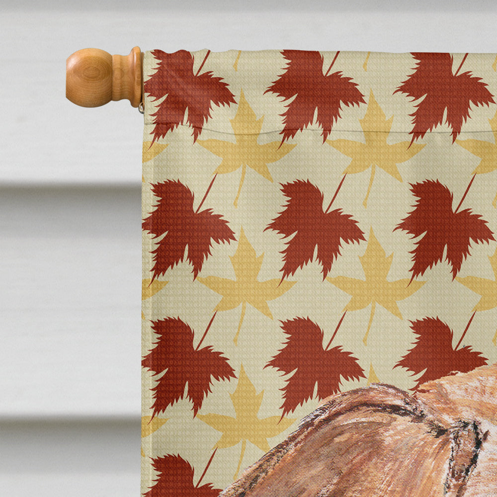 English Foxhound Fall Leaves House Flag 28x40 Porch Sleeve Pole Decorative Outside Yard Banner Artwork Wall Hanging, Polyester