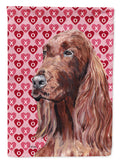 Irish Setter Hearts and Love House Flag 28x40 Porch Sleeve Pole Decorative Outside Yard Banner Artwork Wall Hanging, Polyester