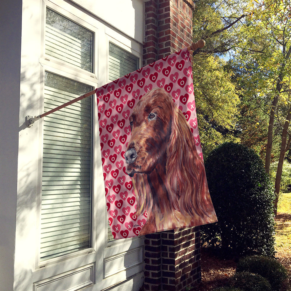 Irish Setter Hearts and Love House Flag 28x40 Porch Sleeve Pole Decorative Outside Yard Banner Artwork Wall Hanging, Polyester