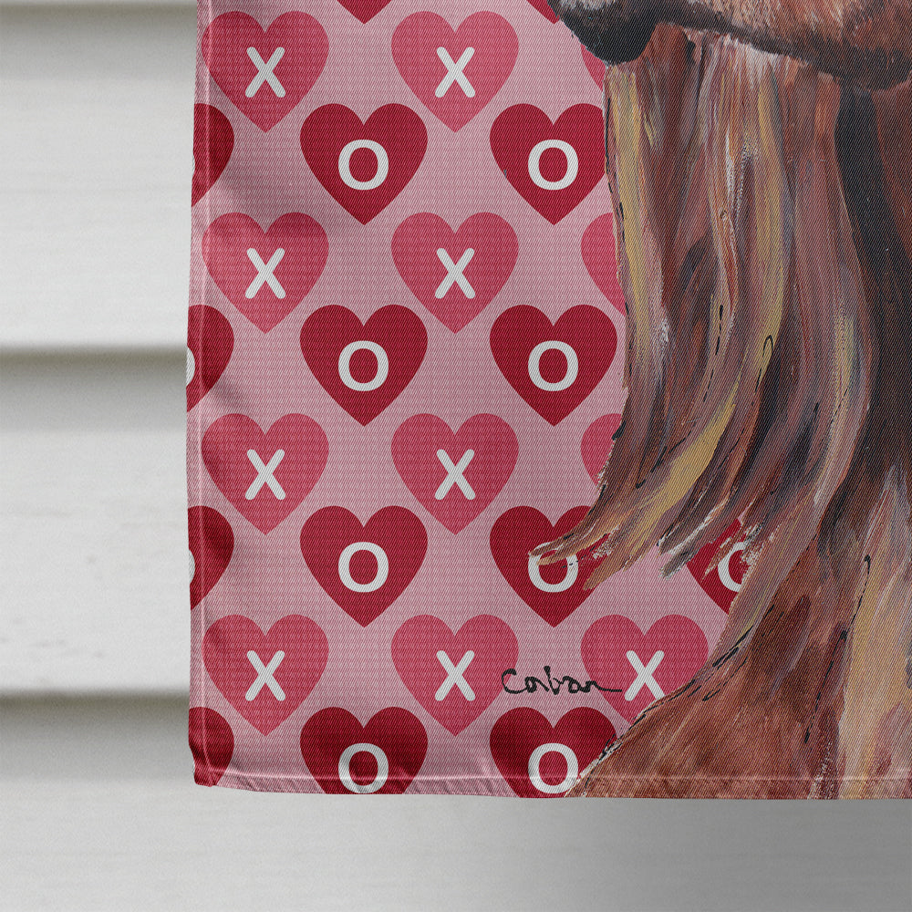 Irish Setter Hearts and Love House Flag 28x40 Porch Sleeve Pole Decorative Outside Yard Banner Artwork Wall Hanging, Polyester