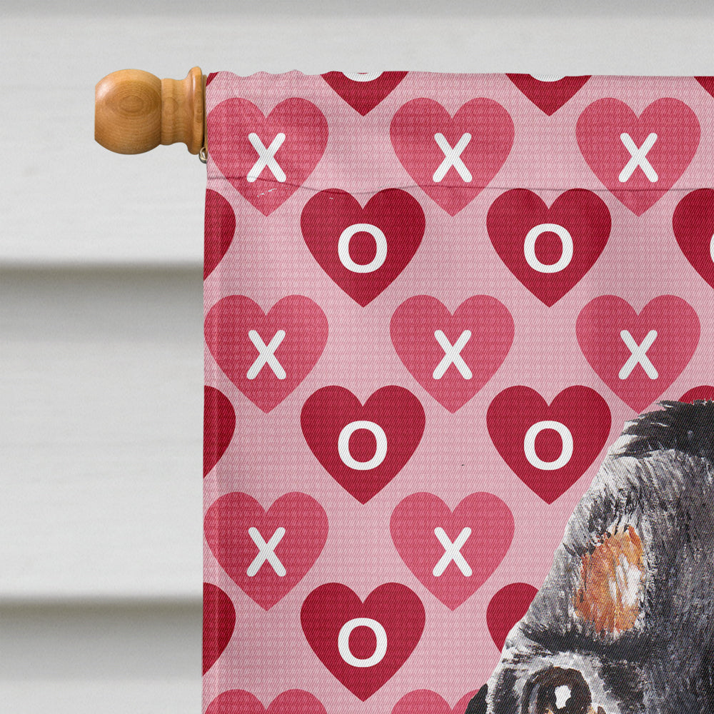 Black and Tan Coonhound Hearts and Love House Flag 28x40 Porch Sleeve Pole Decorative Outside Yard Banner Artwork Wall Hanging, Polyester