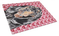 Black and Tan Coonhound Hearts and Love Cutting Board Tempered Glass Kitchen Cutting Surface, Heat Resistant Chopping, Non-Slip Feet, Food Prep & Serving