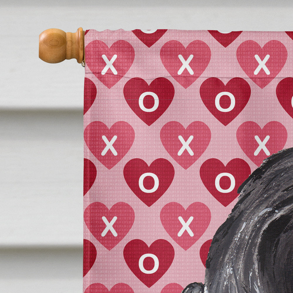 Black Cocker Spaniel Hearts and Love House Flag 28x40 Porch Sleeve Pole Decorative Outside Yard Banner Artwork Wall Hanging, Polyester