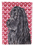 Black Cocker Spaniel Hearts and Love House Flag 28x40 Porch Sleeve Pole Decorative Outside Yard Banner Artwork Wall Hanging, Polyester
