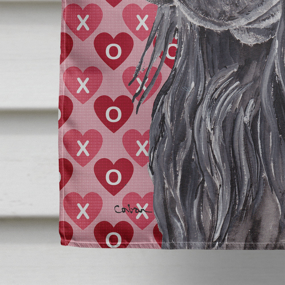 Black Cocker Spaniel Hearts and Love House Flag 28x40 Porch Sleeve Pole Decorative Outside Yard Banner Artwork Wall Hanging, Polyester