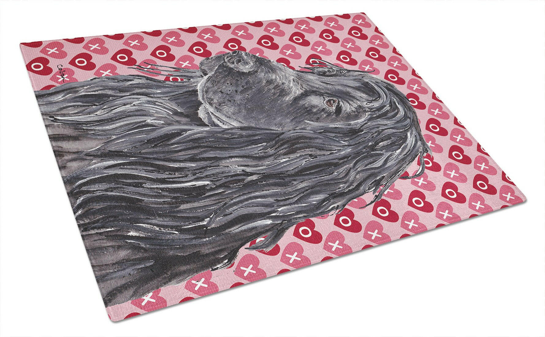 Black Cocker Spaniel Hearts and Love Cutting Board Tempered Glass Kitchen Cutting Surface, Heat Resistant Chopping, Non-Slip Feet, Food Prep & Serving