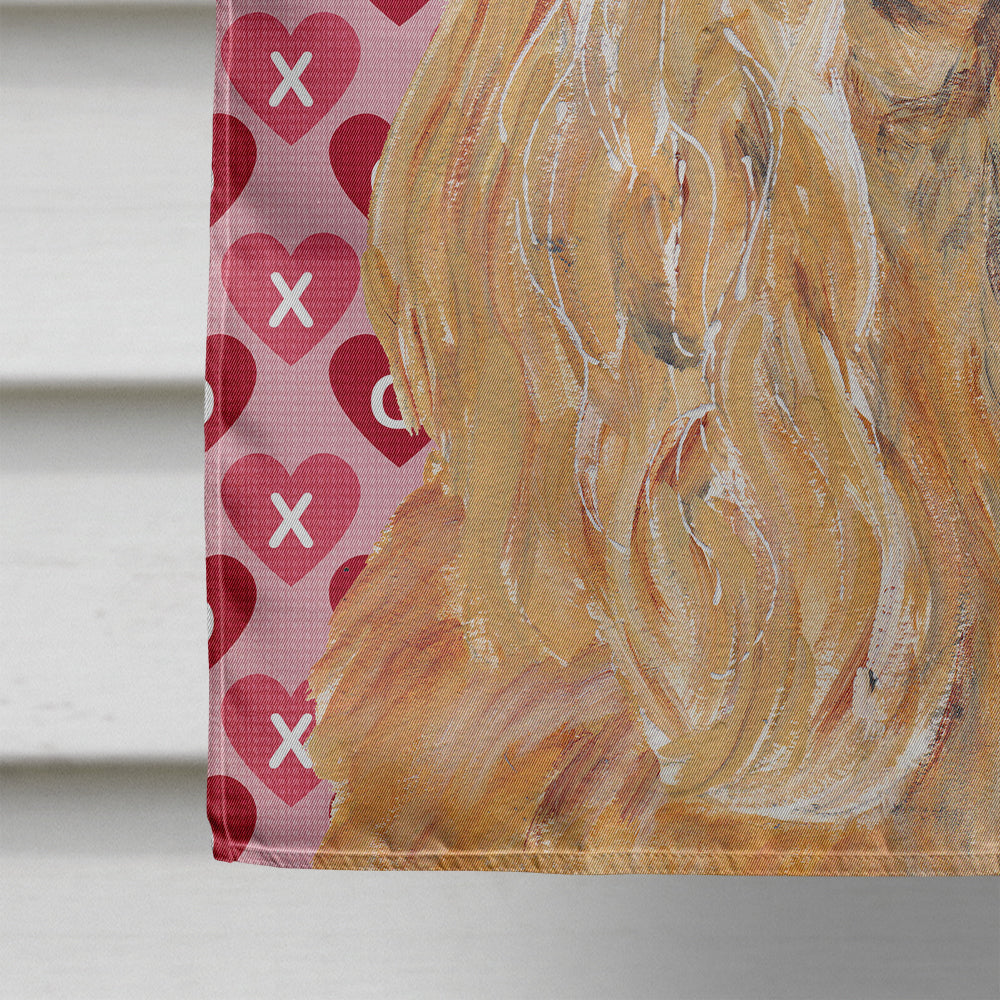 Buff Cocker Spaniel Hearts and Love House Flag 28x40 Porch Sleeve Pole Decorative Outside Yard Banner Artwork Wall Hanging, Polyester