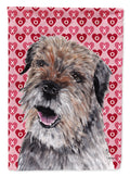 Border Terrier Hearts and Love House Flag 28x40 Porch Sleeve Pole Decorative Outside Yard Banner Artwork Wall Hanging, Polyester