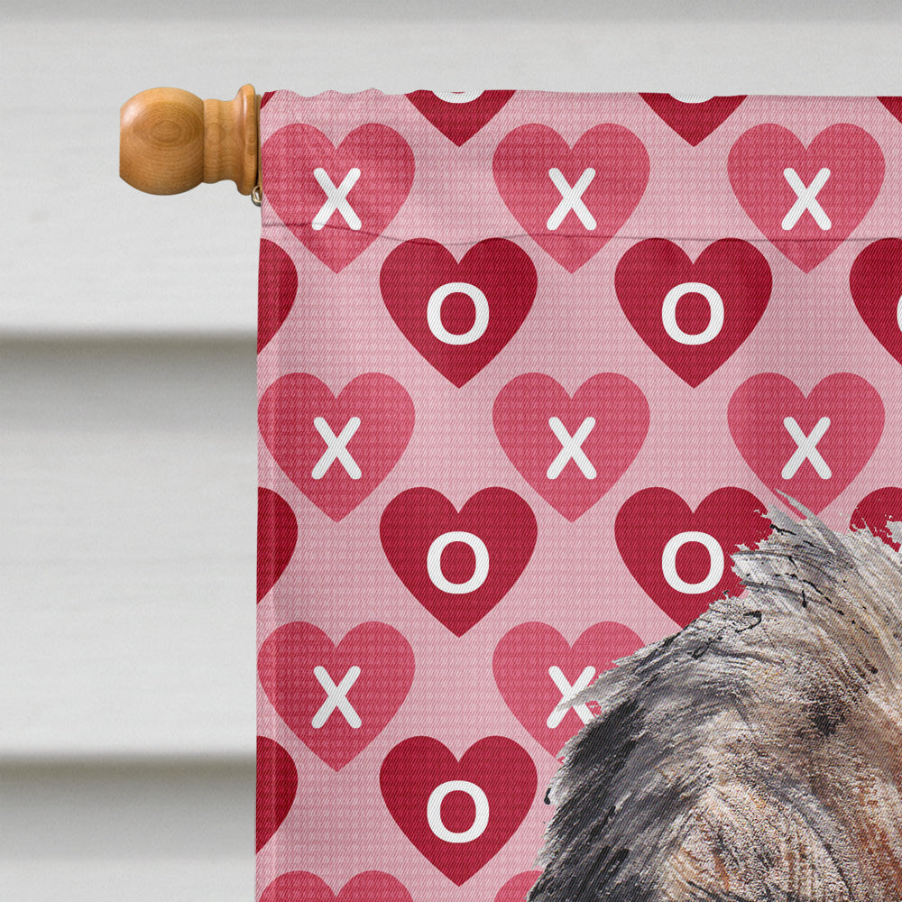 Border Terrier Hearts and Love House Flag 28x40 Porch Sleeve Pole Decorative Outside Yard Banner Artwork Wall Hanging, Polyester
