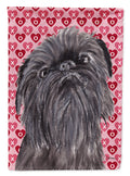 Brussels Griffon Hearts and Love House Flag 28x40 Porch Sleeve Pole Decorative Outside Yard Banner Artwork Wall Hanging, Polyester