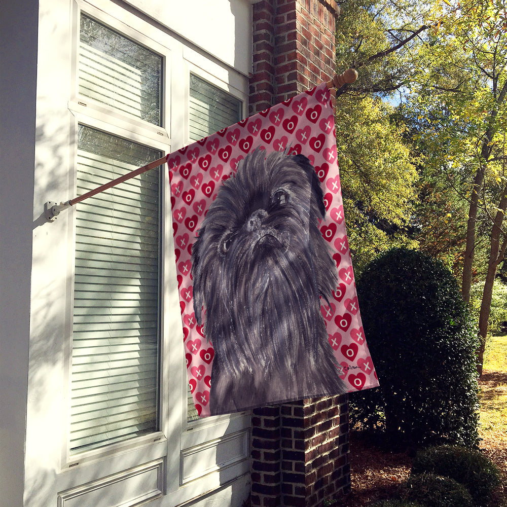 Brussels Griffon Hearts and Love House Flag 28x40 Porch Sleeve Pole Decorative Outside Yard Banner Artwork Wall Hanging, Polyester