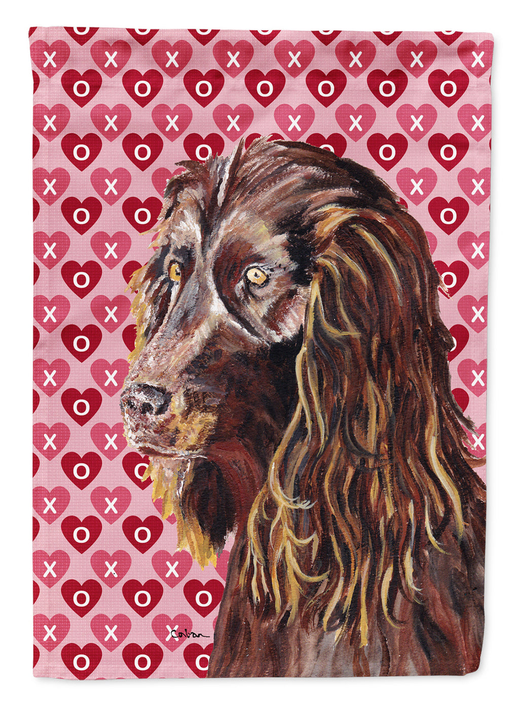 Boykin Spaniel Hearts and Love House Flag 28x40 Porch Sleeve Pole Decorative Outside Yard Banner Artwork Wall Hanging, Polyester