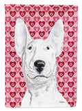 Bull Terrier Hearts and Love House Flag 28x40 Porch Sleeve Pole Decorative Outside Yard Banner Artwork Wall Hanging, Polyester