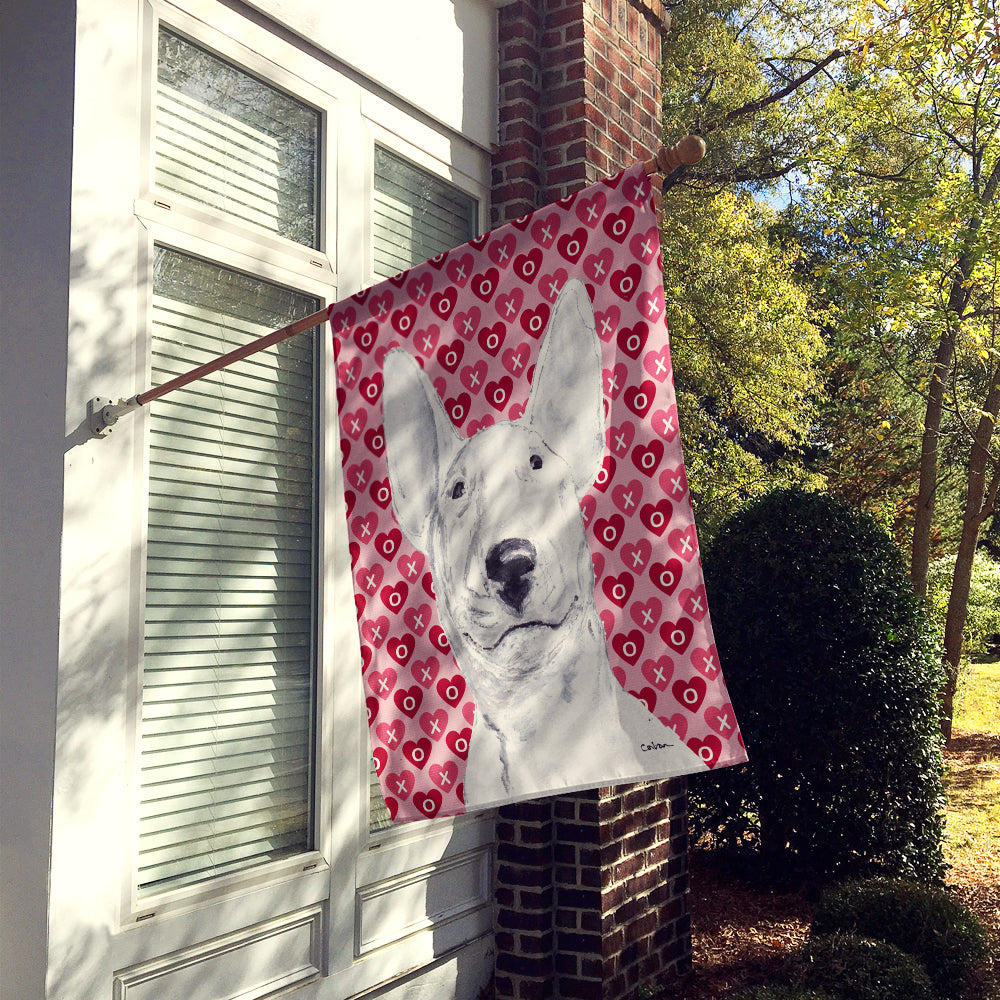Bull Terrier Hearts and Love House Flag 28x40 Porch Sleeve Pole Decorative Outside Yard Banner Artwork Wall Hanging, Polyester