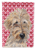 Golden Doodle Hearts and Love House Flag 28x40 Porch Sleeve Pole Decorative Outside Yard Banner Artwork Wall Hanging, Polyester