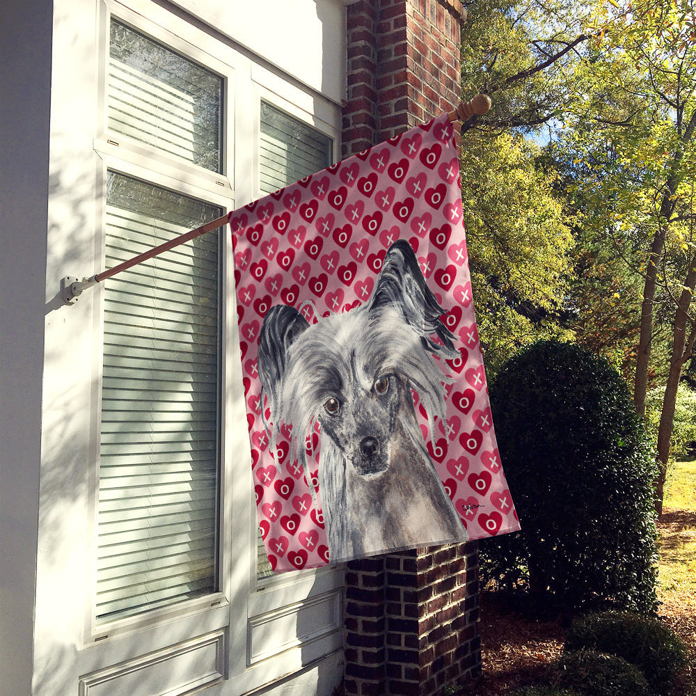 Chinese Crested Hearts and Love House Flag 28x40 Porch Sleeve Pole Decorative Outside Yard Banner Artwork Wall Hanging, Polyester