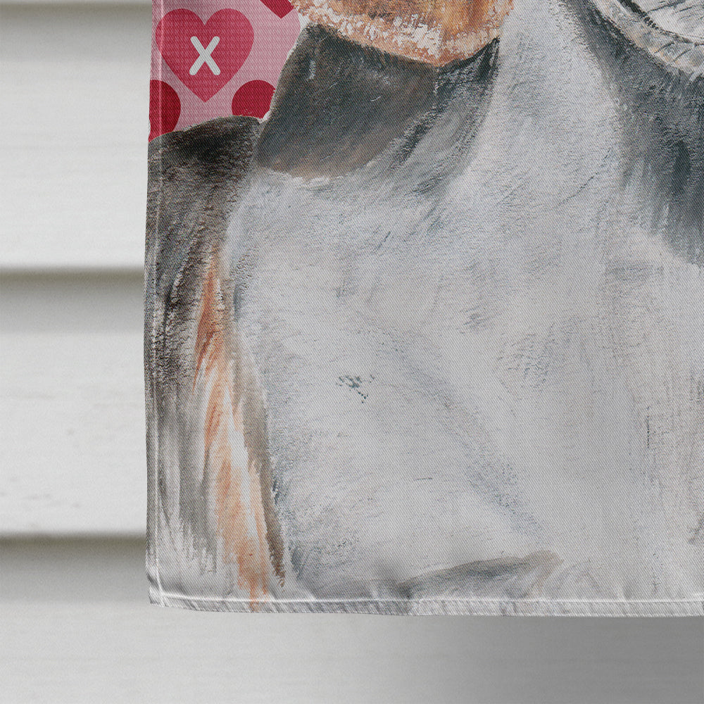 English Foxhound Hearts and Love House Flag 28x40 Porch Sleeve Pole Decorative Outside Yard Banner Artwork Wall Hanging, Polyester