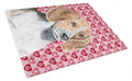 English Foxhound Hearts and Love Cutting Board Tempered Glass Kitchen Cutting Surface, Heat Resistant Chopping, Non-Slip Feet, Food Prep & Serving