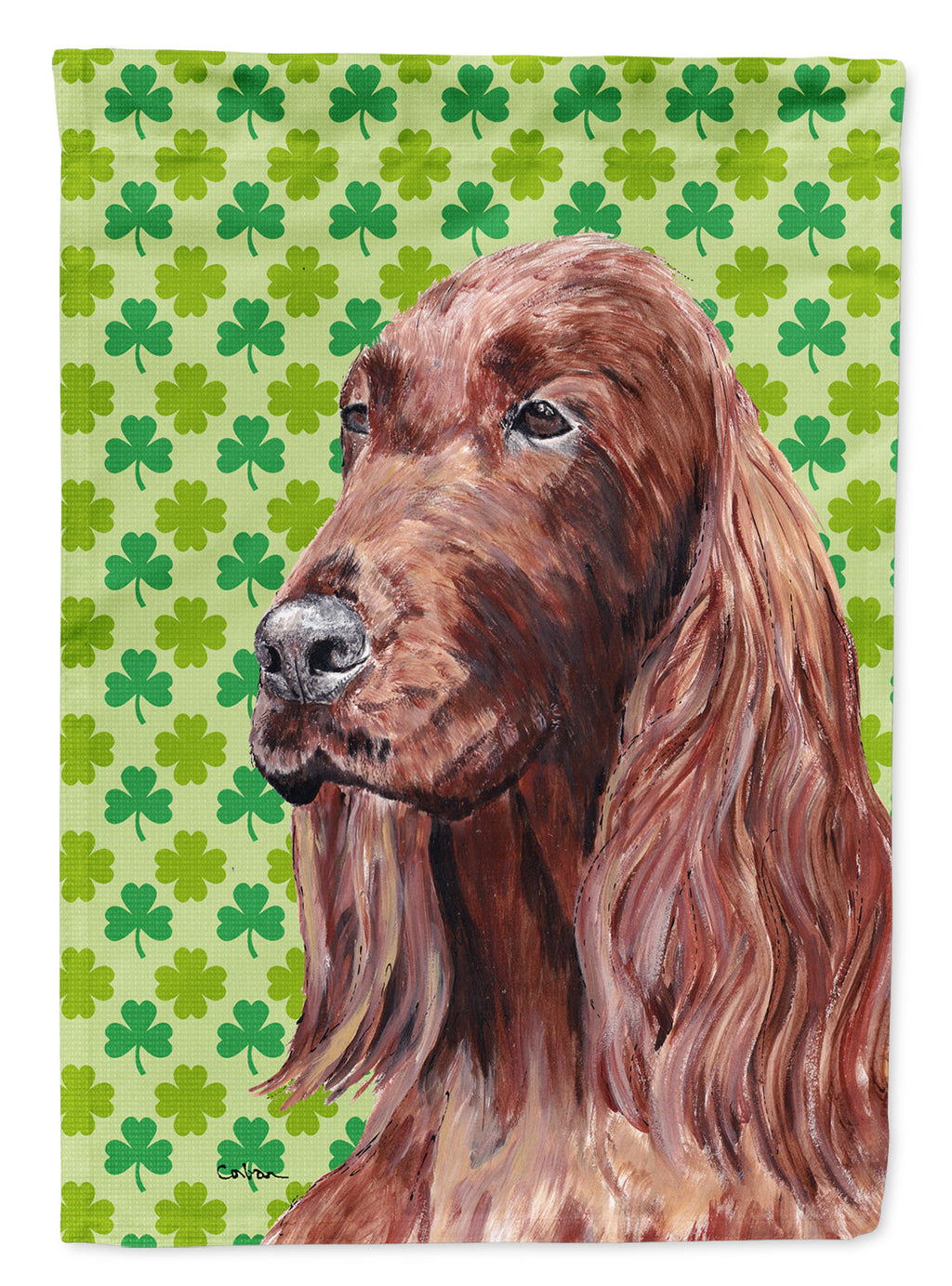 Irish Setter Lucky Shamrock St. Patrick's Day House Flag 28x40 Porch Sleeve Pole Decorative Outside Yard Banner Artwork Wall Hanging, Polyester