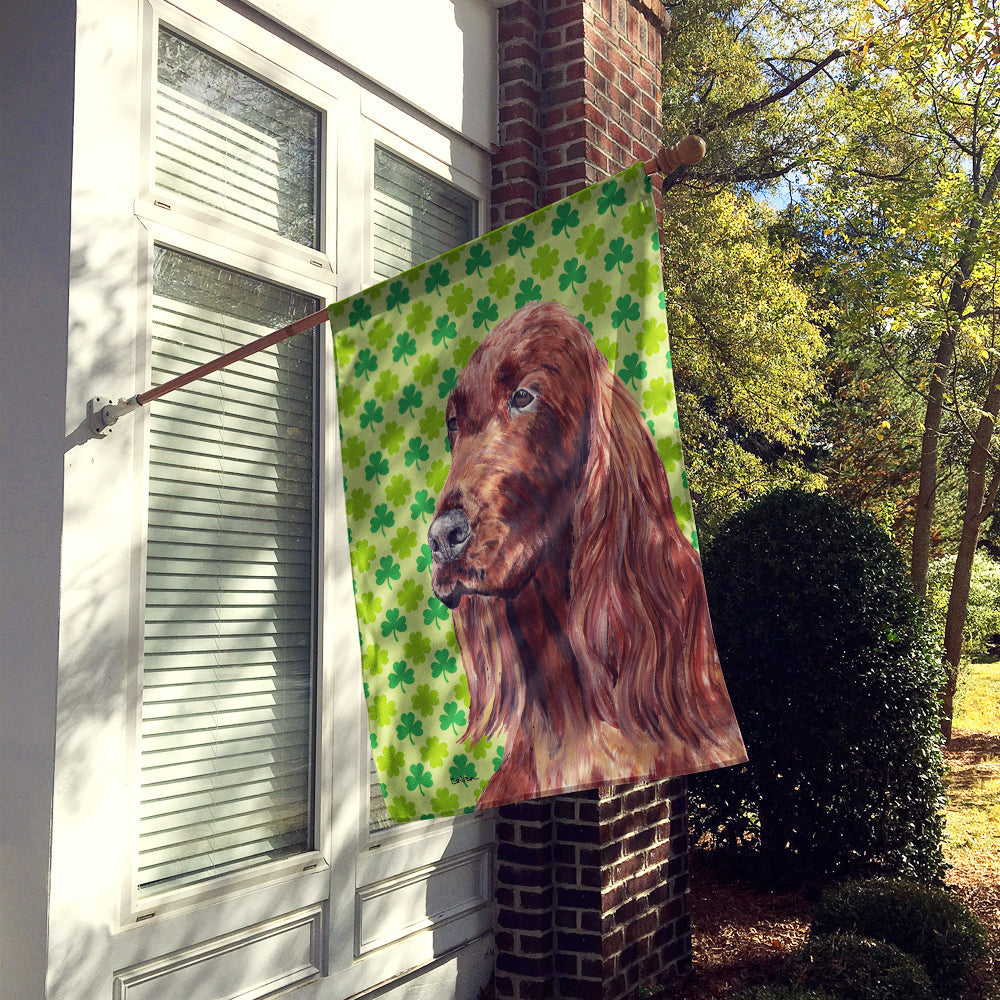 Irish Setter Lucky Shamrock St. Patrick's Day House Flag 28x40 Porch Sleeve Pole Decorative Outside Yard Banner Artwork Wall Hanging, Polyester