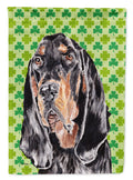 Black and Tan Coonhound Lucky Shamrock St. Patrick's Day House Flag 28x40 Porch Sleeve Pole Decorative Outside Yard Banner Artwork Wall Hanging, Polyester