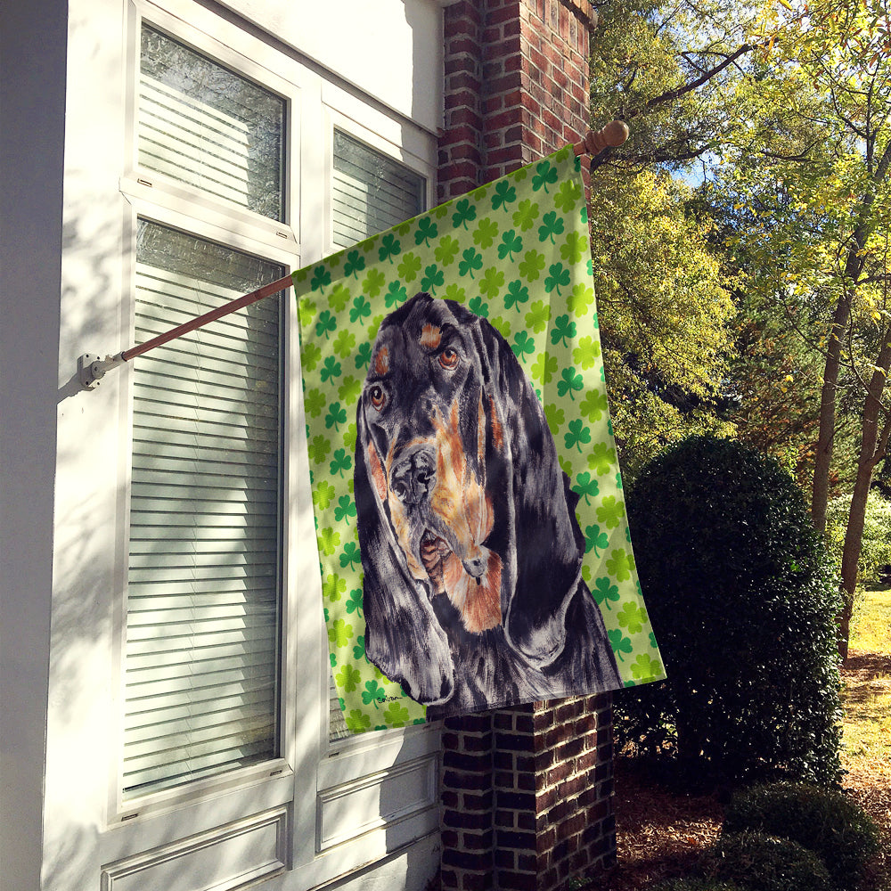Black and Tan Coonhound Lucky Shamrock St. Patrick's Day House Flag 28x40 Porch Sleeve Pole Decorative Outside Yard Banner Artwork Wall Hanging, Polyester