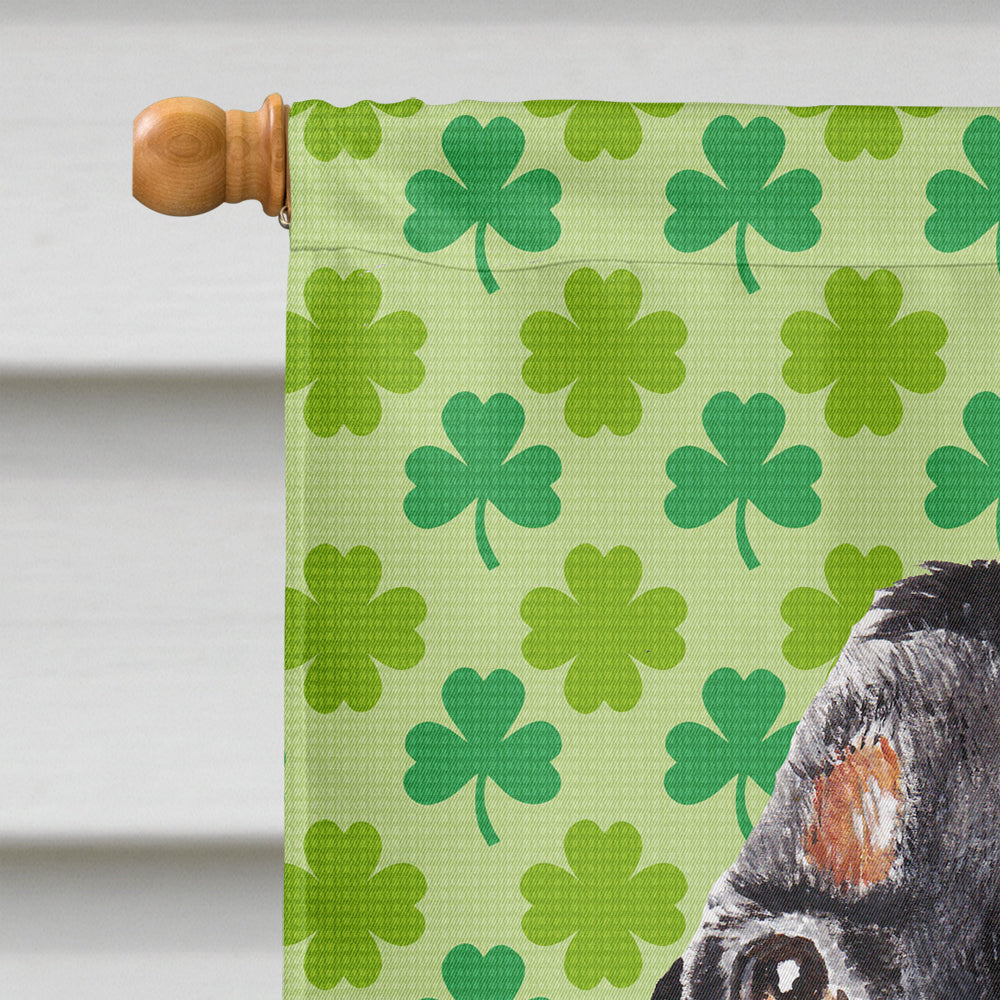 Black and Tan Coonhound Lucky Shamrock St. Patrick's Day House Flag 28x40 Porch Sleeve Pole Decorative Outside Yard Banner Artwork Wall Hanging, Polyester