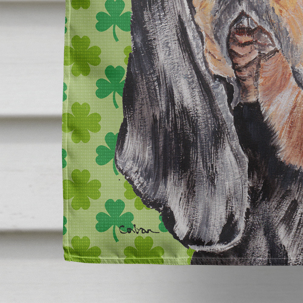 Black and Tan Coonhound Lucky Shamrock St. Patrick's Day House Flag 28x40 Porch Sleeve Pole Decorative Outside Yard Banner Artwork Wall Hanging, Polyester