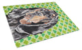 Black and Tan Coonhound Lucky Shamrock St. Patrick's Day Cutting Board Tempered Glass Kitchen Cutting Surface, Heat Resistant Chopping, Non-Slip Feet, Food Prep & Serving