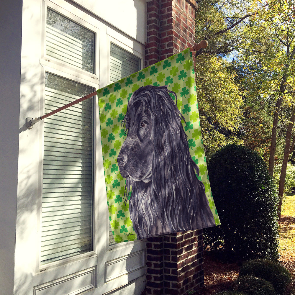 Black Cocker Spaniel Lucky Shamrock St. Patrick's Day House Flag 28x40 Porch Sleeve Pole Decorative Outside Yard Banner Artwork Wall Hanging, Polyester