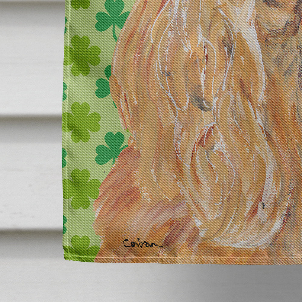 Buff Cocker Spaniel Lucky Shamrock St. Patrick's Day House Flag 28x40 Porch Sleeve Pole Decorative Outside Yard Banner Artwork Wall Hanging, Polyester