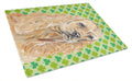 Buff Cocker Spaniel Lucky Shamrock St. Patrick's Day Cutting Board Tempered Glass Kitchen Cutting Surface, Heat Resistant Chopping, Non-Slip Feet, Food Prep & Serving
