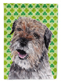 Border Terrier Lucky Shamrock St. Patrick's Day House Flag 28x40 Porch Sleeve Pole Decorative Outside Yard Banner Artwork Wall Hanging, Polyester