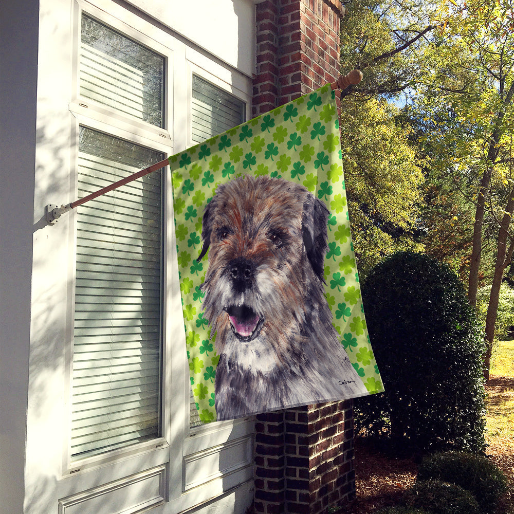 Border Terrier Lucky Shamrock St. Patrick's Day House Flag 28x40 Porch Sleeve Pole Decorative Outside Yard Banner Artwork Wall Hanging, Polyester