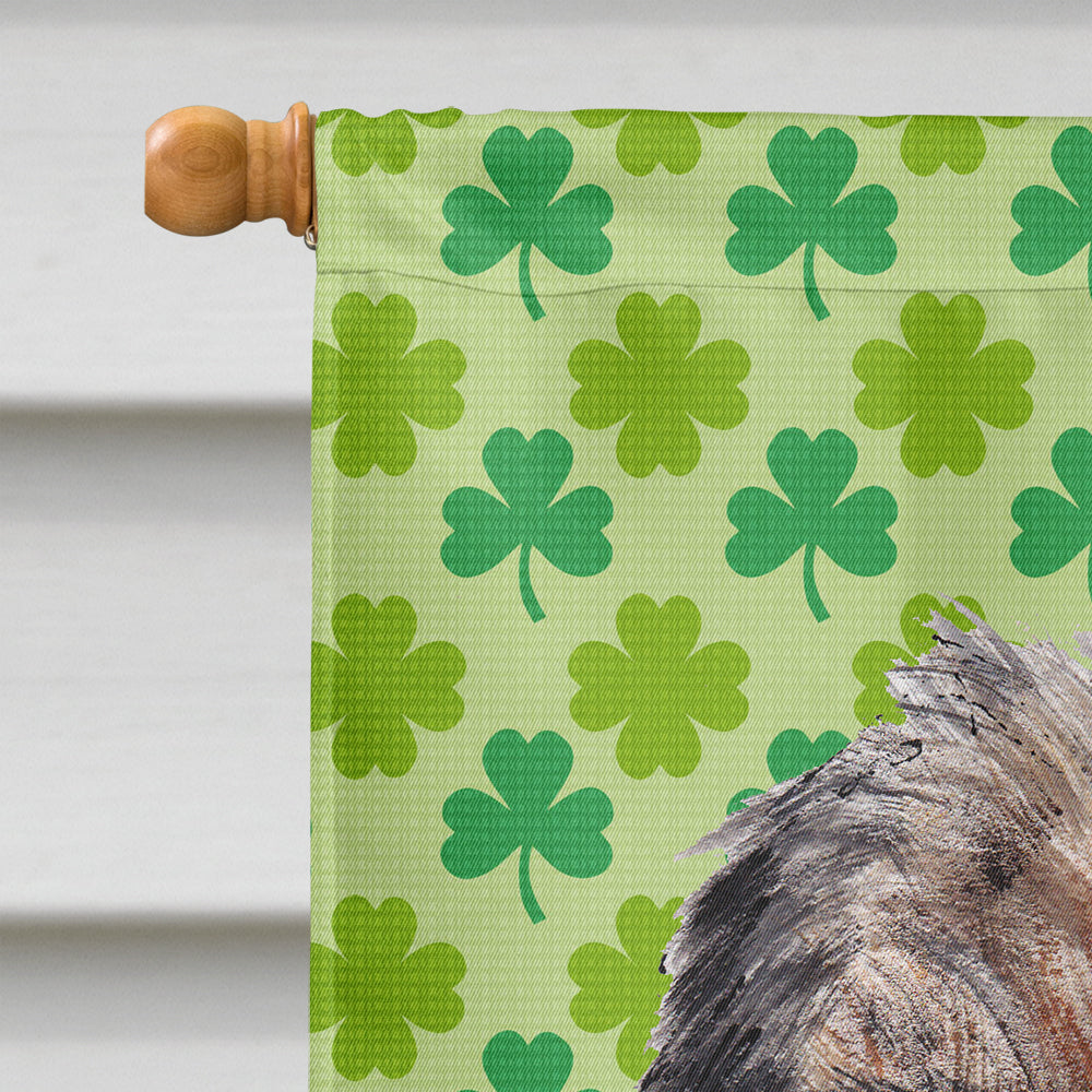 Border Terrier Lucky Shamrock St. Patrick's Day House Flag 28x40 Porch Sleeve Pole Decorative Outside Yard Banner Artwork Wall Hanging, Polyester