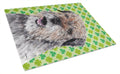 Border Terrier Lucky Shamrock St. Patrick's Day Cutting Board Tempered Glass Kitchen Cutting Surface, Heat Resistant Chopping, Non-Slip Feet, Food Prep & Serving