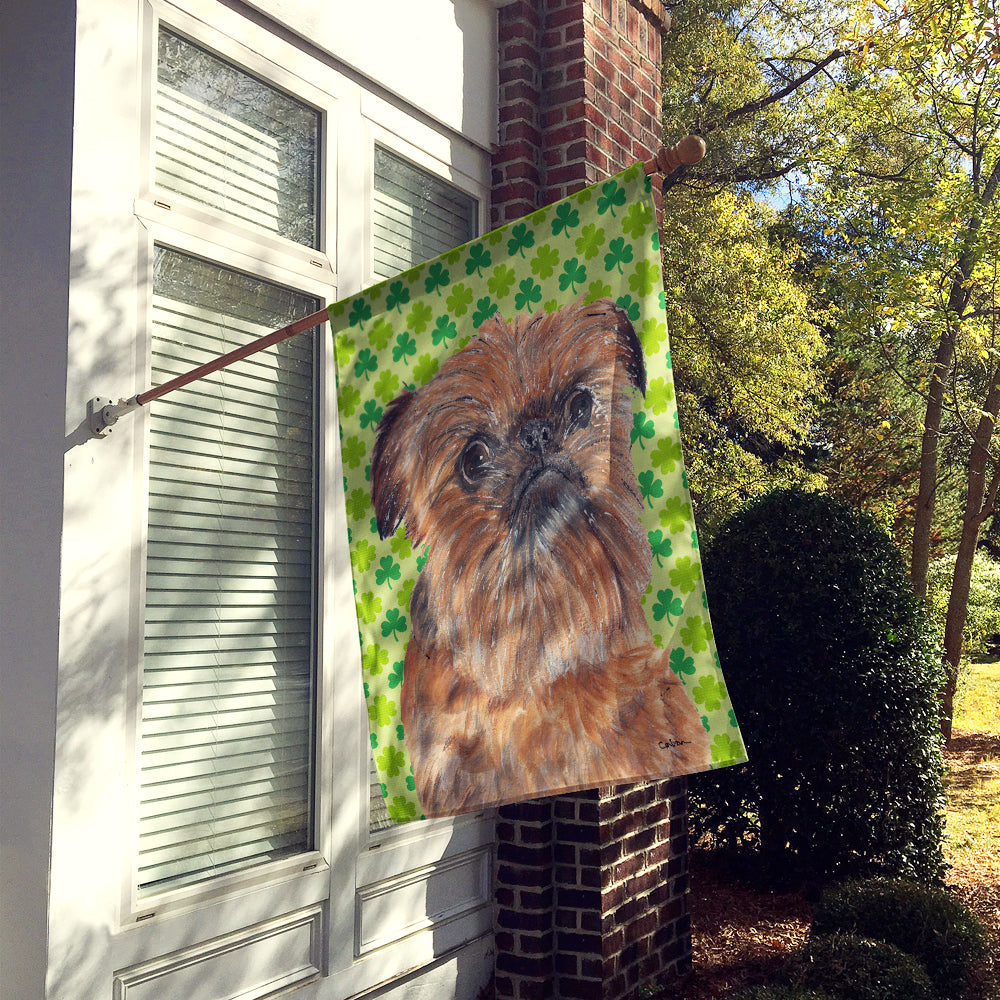 Brussels Griffon Lucky Shamrock St. Patrick's Day House Flag 28x40 Porch Sleeve Pole Decorative Outside Yard Banner Artwork Wall Hanging, Polyester