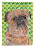 Brussels Griffon Lucky Shamrock St. Patrick's Day House Flag 28x40 Porch Sleeve Pole Decorative Outside Yard Banner Artwork Wall Hanging, Polyester
