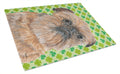 Brussels Griffon Lucky Shamrock St. Patrick's Day Cutting Board Tempered Glass Kitchen Cutting Surface, Heat Resistant Chopping, Non-Slip Feet, Food Prep & Serving
