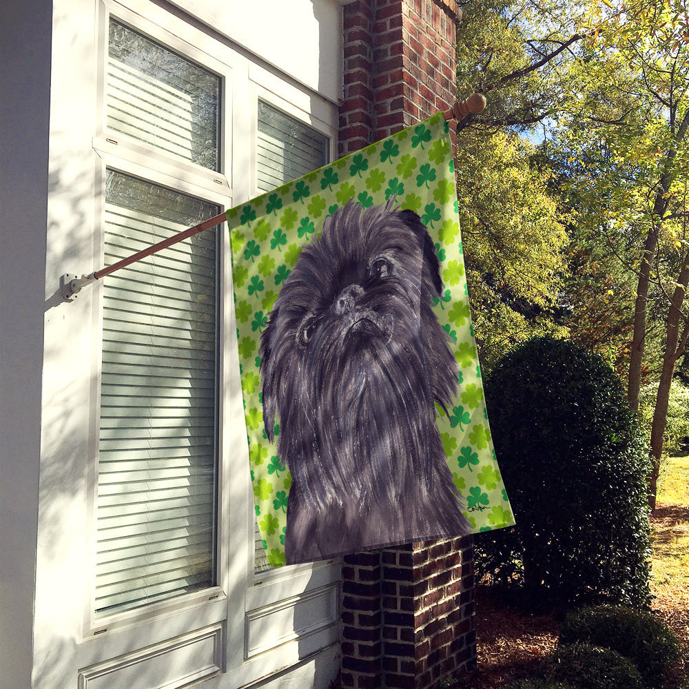 Brussels Griffon Lucky Shamrock St. Patrick's Day House Flag 28x40 Porch Sleeve Pole Decorative Outside Yard Banner Artwork Wall Hanging, Polyester