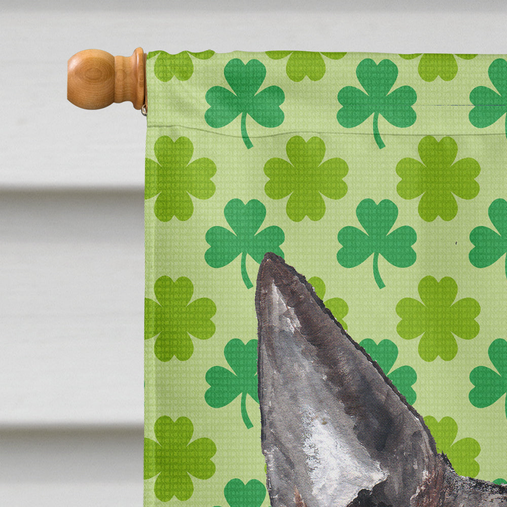 Bull Terrier Lucky Shamrock St. Patrick's Day House Flag 28x40 Porch Sleeve Pole Decorative Outside Yard Banner Artwork Wall Hanging, Polyester