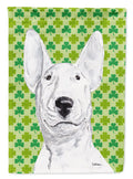 Bull Terrier Lucky Shamrock St. Patrick's Day House Flag 28x40 Porch Sleeve Pole Decorative Outside Yard Banner Artwork Wall Hanging, Polyester