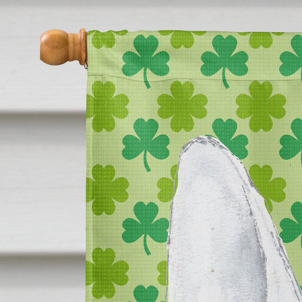 Bull Terrier Lucky Shamrock St. Patrick's Day House Flag 28x40 Porch Sleeve Pole Decorative Outside Yard Banner Artwork Wall Hanging, Polyester