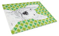Bull Terrier Lucky Shamrock St. Patrick's Day Cutting Board Tempered Glass Kitchen Cutting Surface, Heat Resistant Chopping, Non-Slip Feet, Food Prep & Serving
