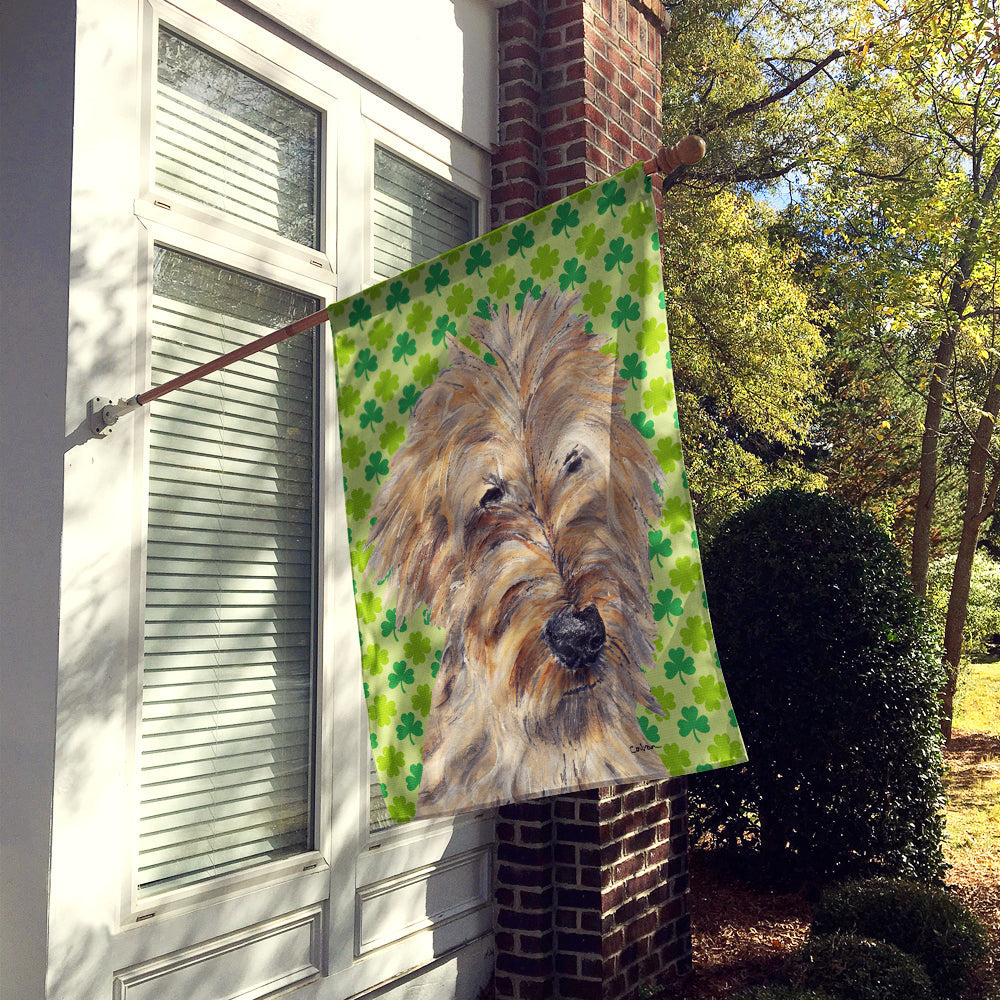 Golden Doodle Lucky Shamrock St. Patrick's Day House Flag 28x40 Porch Sleeve Pole Decorative Outside Yard Banner Artwork Wall Hanging, Polyester