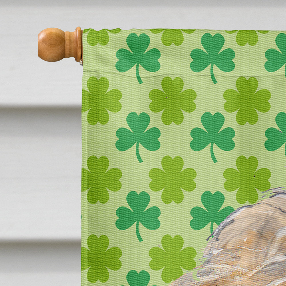 Golden Doodle Lucky Shamrock St. Patrick's Day House Flag 28x40 Porch Sleeve Pole Decorative Outside Yard Banner Artwork Wall Hanging, Polyester