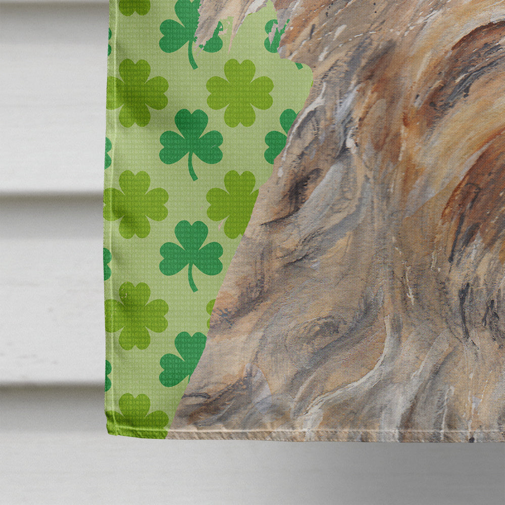Golden Doodle Lucky Shamrock St. Patrick's Day House Flag 28x40 Porch Sleeve Pole Decorative Outside Yard Banner Artwork Wall Hanging, Polyester