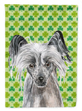 Chinese Crested Lucky Shamrock St. Patrick's Day House Flag 28x40 Porch Sleeve Pole Decorative Outside Yard Banner Artwork Wall Hanging, Polyester